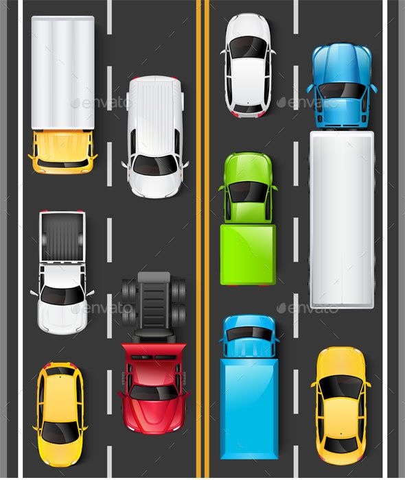 590x700 Top View Of Cars And Trucks On The Road Object In Top