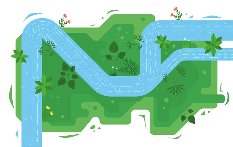 775x490 Vector Top View River Illustration