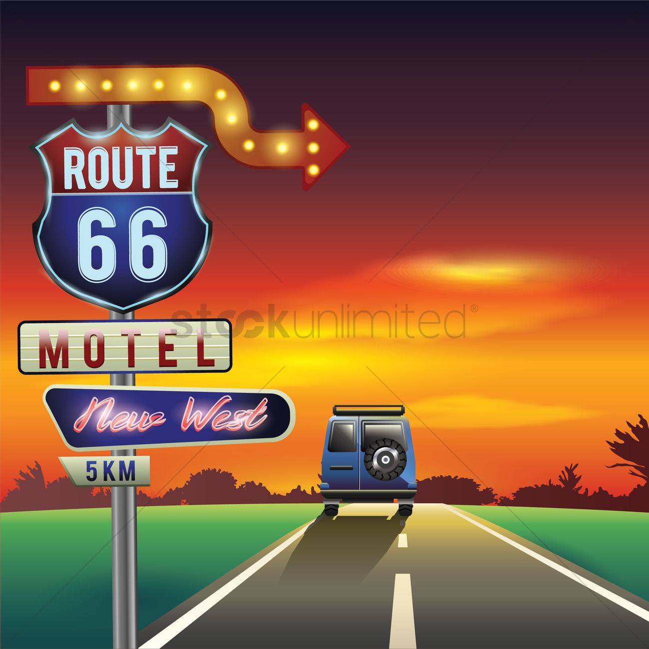 Car On A Road Trip Vector Image 1300x1300 Car On A Road Trip Vector Image