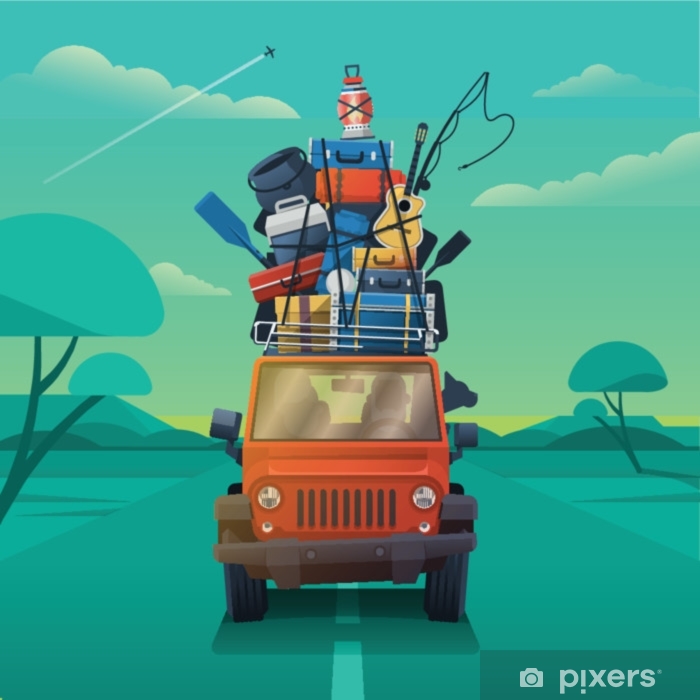 Road Trip Vector Illustration Wall Mural 700x700 Road Trip Vector Illustration Wall Mural
