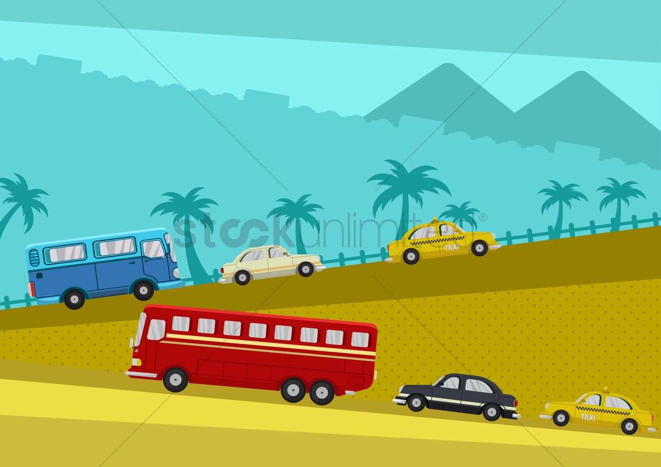 Vehicles On Road Trip Vector Image 1300x919 Vehicles On Road Trip Vector Image