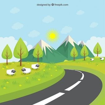 338x338 Road Throught The Green Meadow Art Work In Nature Vector