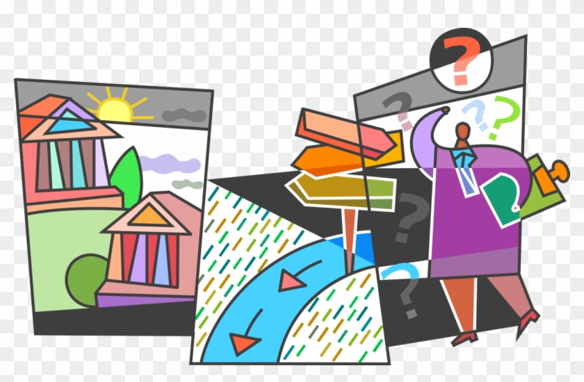 Vector Illustration Of Business Faces Crossroads Road 840x550 Vector Illustration Of Business Faces Crossroads Road