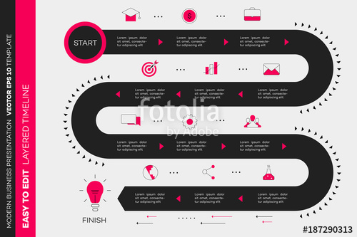 500x333 Layered Infographic Timeline Vector Roadmap, Template For Modern