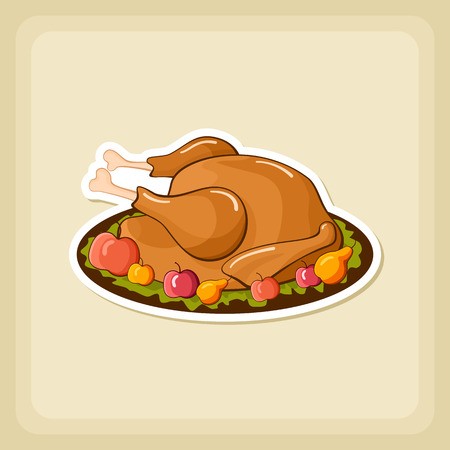 450x450 Roasted Chicken Or Turkey Ready For Thanksgiving Vector Icon