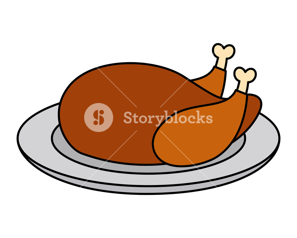 1000x800 Roasted Chicken On Dish Dinner Vector Illustration Royalty Free
