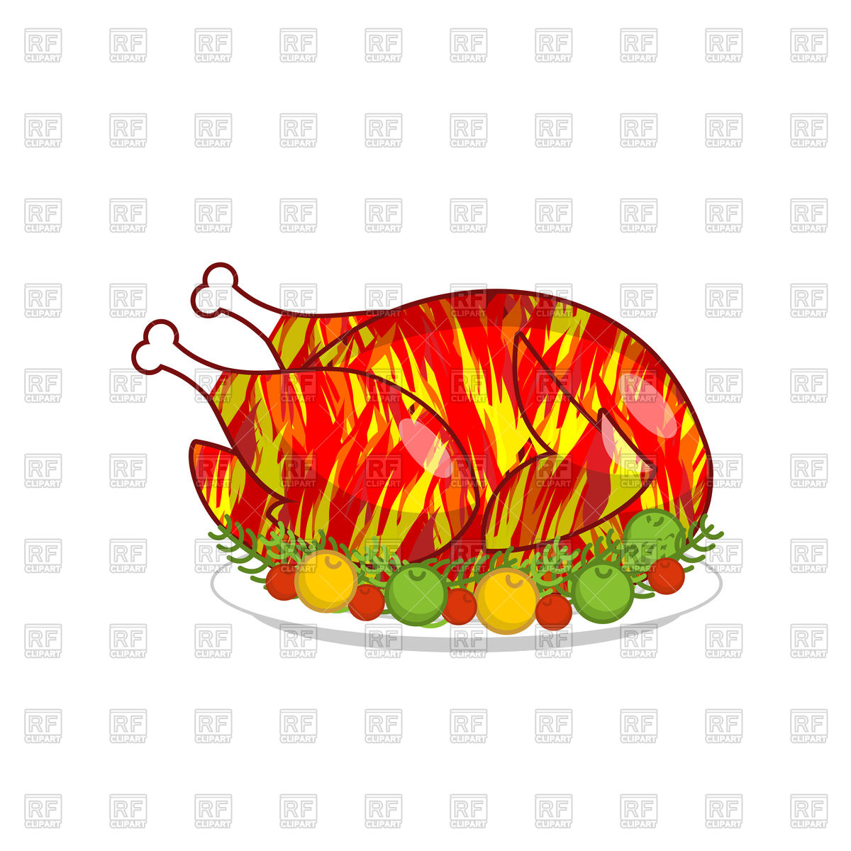 1200x1200 Fire Rooster, Roasted Chicken, Grilled Turkey Vector Image Of Food