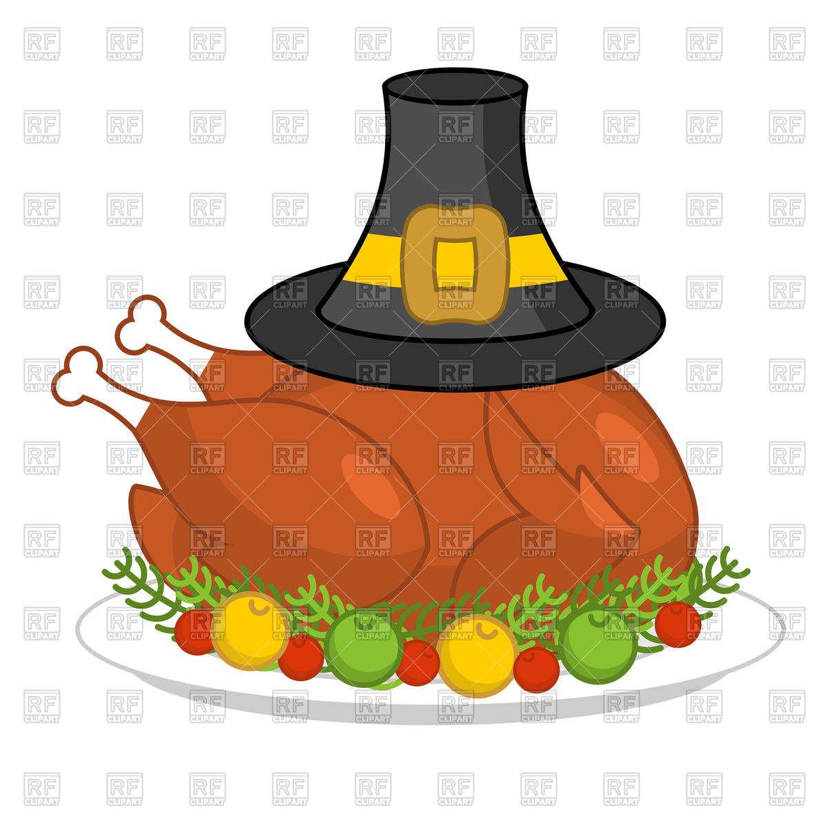 1200x1200 Roast Turkey And Black Hat Vector Image Of Food And Beverages