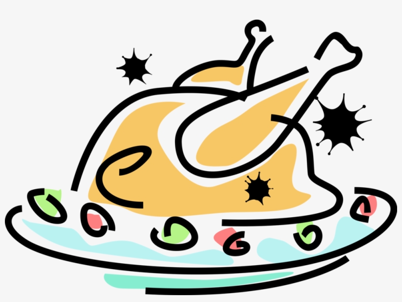 820x616 Vector Illustration Of Roast Turkey Traditional Christmas