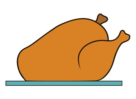 450x327 Whole Tasty Roast Turkey, Vector Illustration Icon Royalty Free