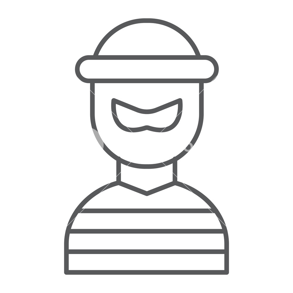 Robber Thin Line Icon, Burglar And Criminal, Bandit Sign, Vector 1000x1000 Robber Thin Line Icon, Burglar And Criminal, Bandit Sign, Vector