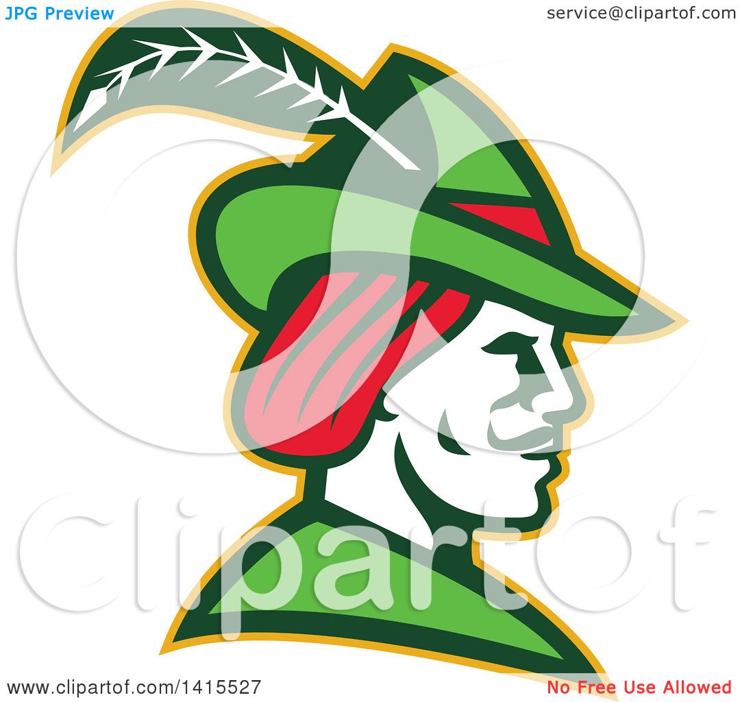 Clipart Of A Retro Profile Of Robin Hood Wearing A Plumed Hat 1080x1024 Clipart Of A Retro Profile Of Robin Hood Wearing A Plumed Hat