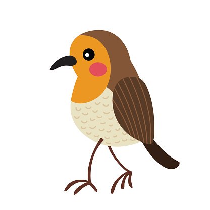 416x416 Walking Robin Bird Animal Cartoon Character Vector Premium Clipart