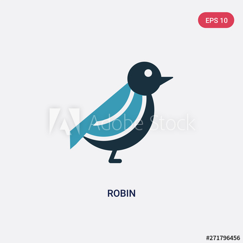 500x500 Two Color Robin Vector Icon From Animals Concept Isolated Blue