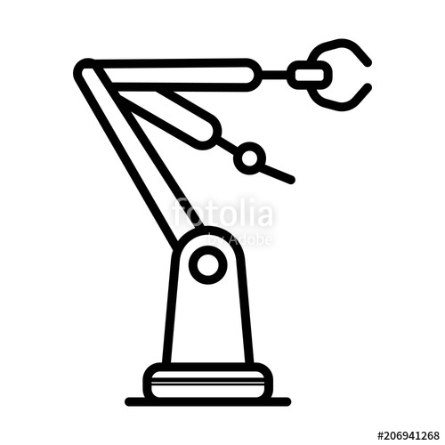 500x500 Industrial Mechanical Robot Arm Vector Icon Stock Image