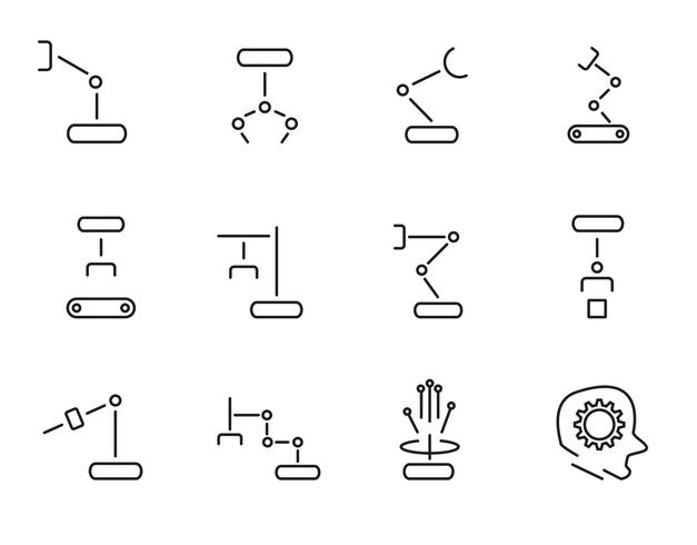 627x490 Robot Arm Icon Set Vector Sign And Symbol Concept Technology