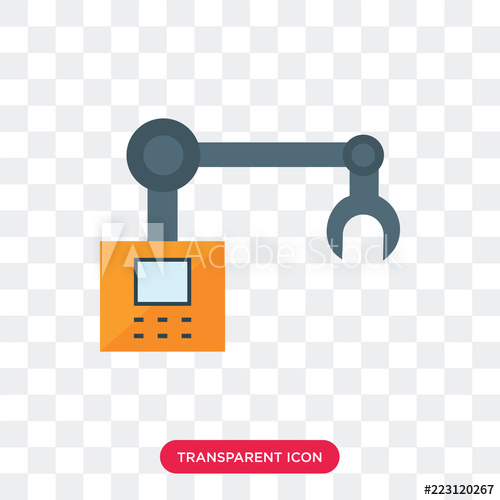 500x500 Robot Arm Vector Icon Isolated On Transparent Background, Robot