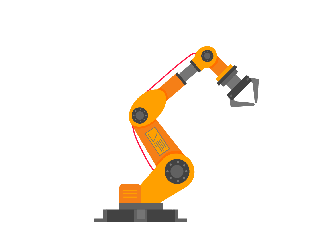 1168x876 Robotic Arm Flat Style Design Vector Illustration