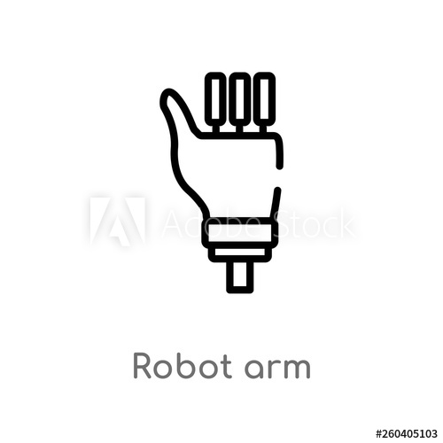 500x500 Outline Robot Arm Vector Icon Isolated Black Simple Line Element