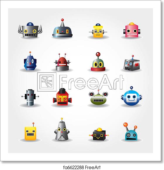 561x581 Free Art Print Of Cartoon Robot Face Icon, Web Icon Set Vector