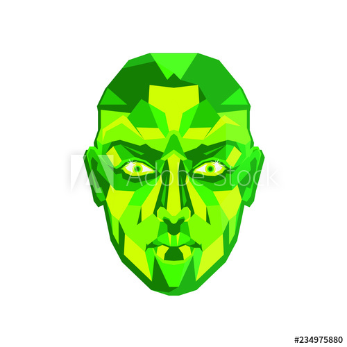 500x500 Green Poligonal Robot Face, Vector Illustration Isolated On White