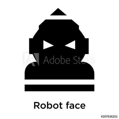 500x500 Robot Face Icon Vector Sign And Symbol Isolated On White