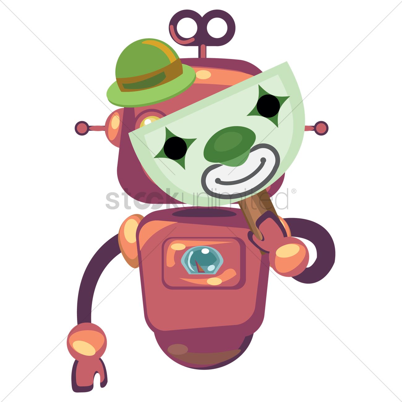 1300x1300 Robot With A Clown Face Vector Image