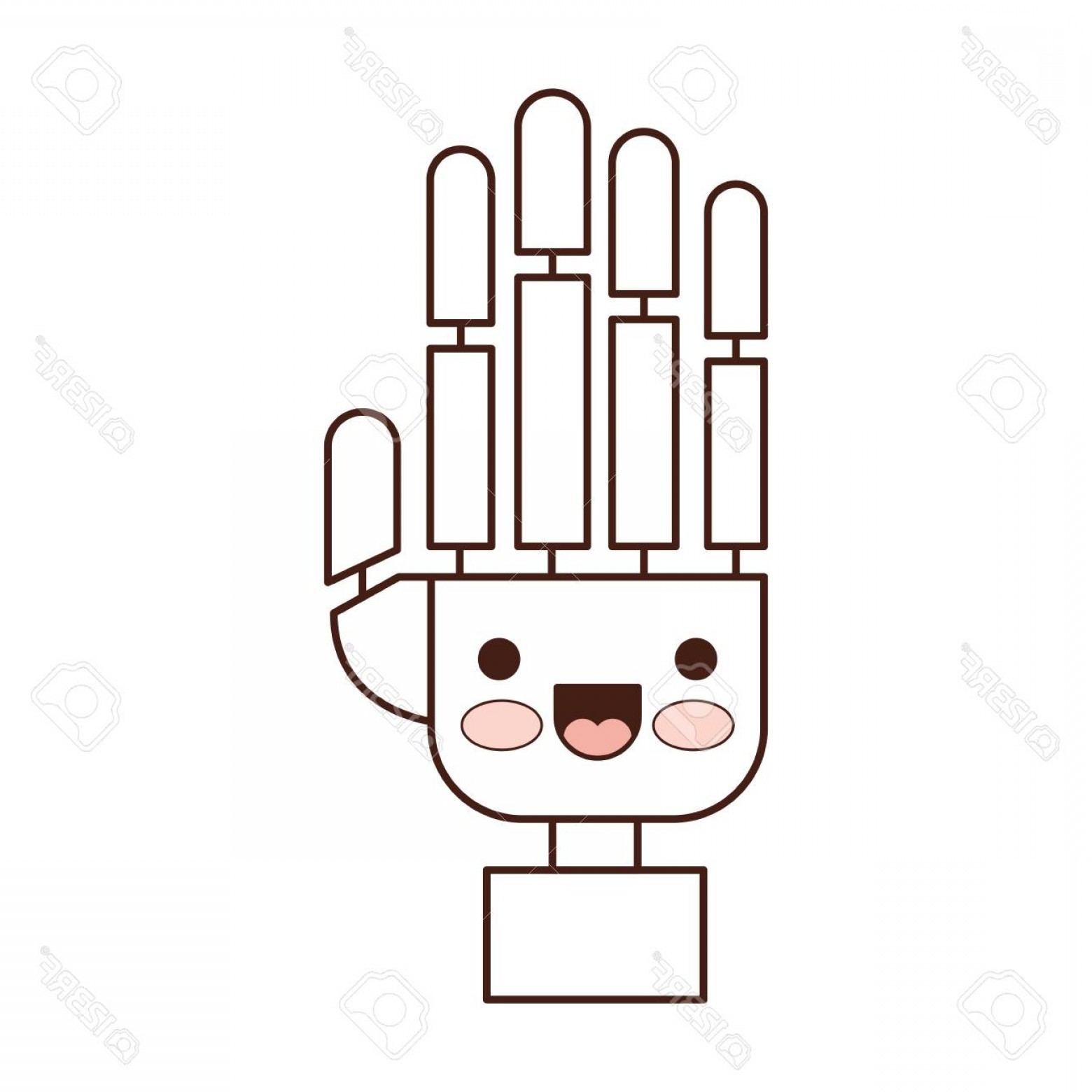 1560x1560 Photostock Vector Robot Hand Cartoon In Monochrome Silhouette