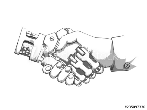 500x375 Business Human And Robot Hands Shake Concept Future Business