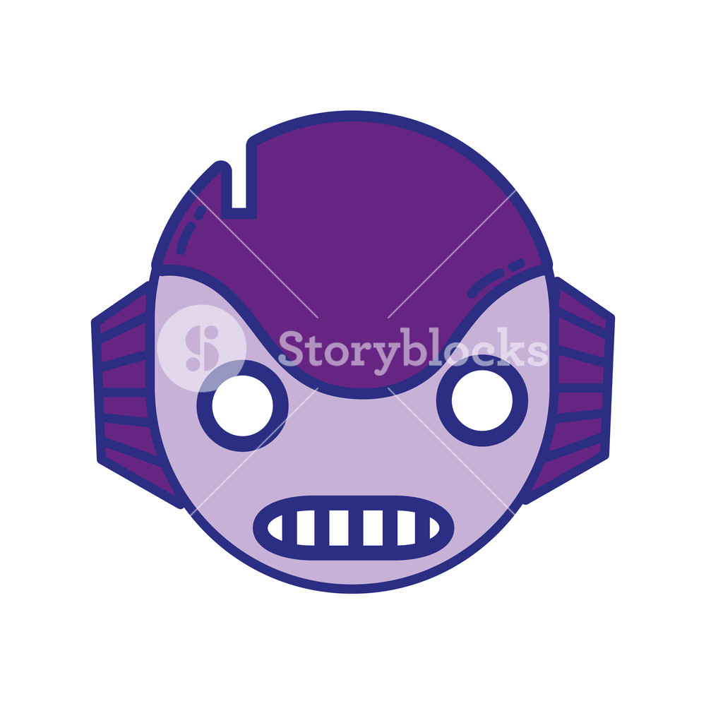 Full Color Robot Head Technology With Ears And Mouth Vector 1000x1000 Full Color Robot Head Technology With Ears And Mouth Vector