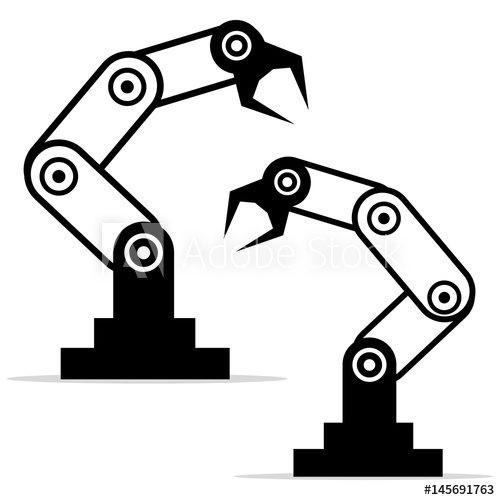 500x500 Robot Icon Robotic Hands Black Silhouette Symbol Vector