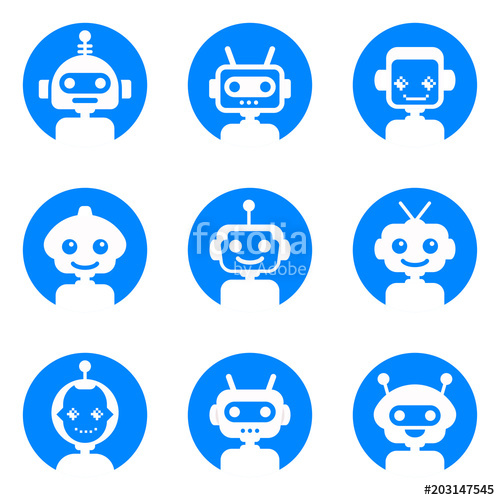 500x500 Chatbot Symbol, Logo Template Robot Icon Set Bot Sign Design