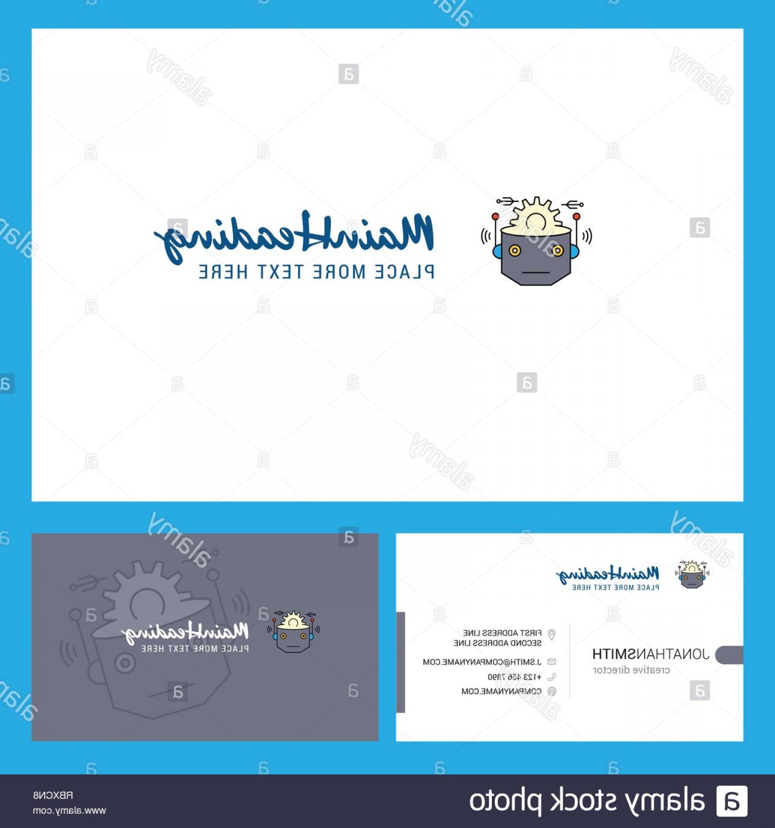 1560x1668 Robot Logo Design With Tagline Front And Back Busienss Card