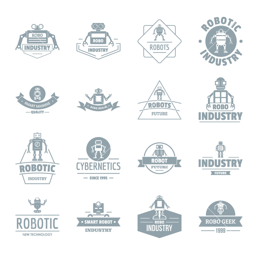 1000x1000 Robot Logo Icons Set Simple Illustration Of Robot Logo Vector