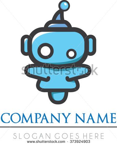 378x470 Blue Simple Flat Droid Robot Logo Vector Alien Robot Cute