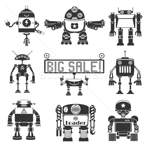 600x600 Funny Robots Silhouette Vector Illustration Volodymyr