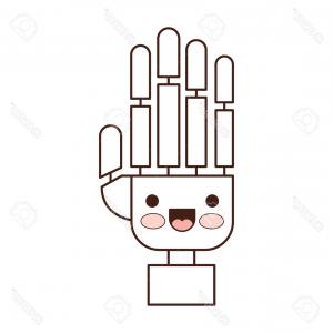 300x300 Photostock Vector Robot Hand Cartoon In Monochrome Silhouette
