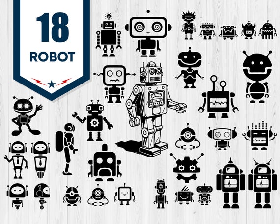 570x456 Robot Robot Clipart Robot Vector Robot Silhouette Etsy