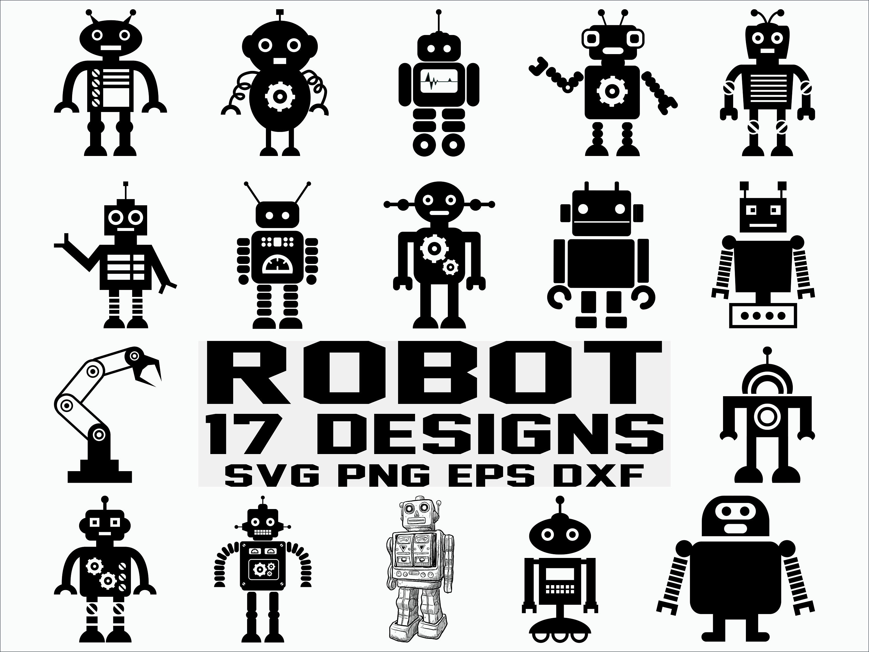 3000x2253 Robot Robot Clipart Cricut Silhouette Iron Etsy