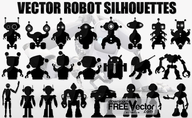 650x402 Robot Silhouettes Free Vector