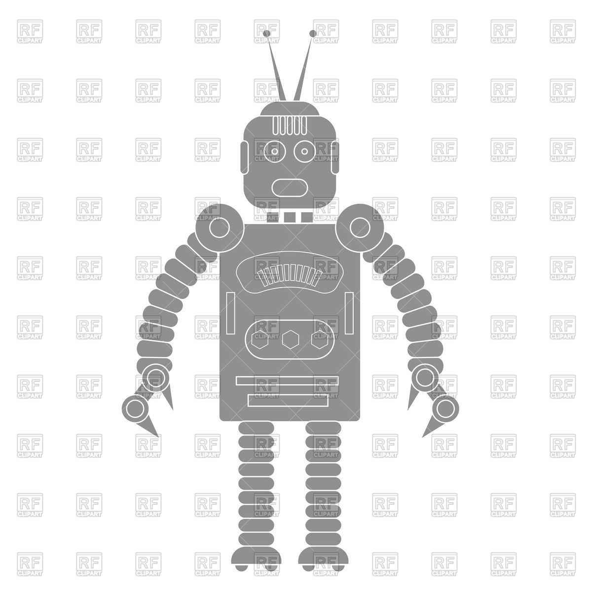 1200x1200 Silhouette Of Robot On White Background Vector Image Of Technology