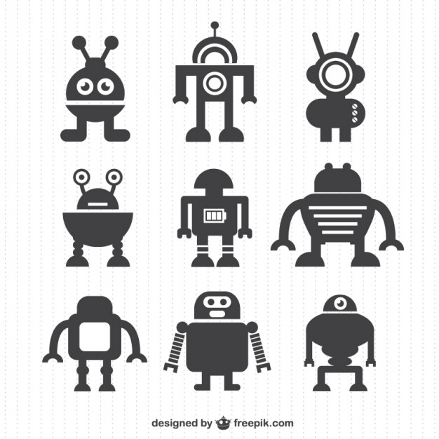 626x626 Grey Robot Silhouettes Vector Free Download
