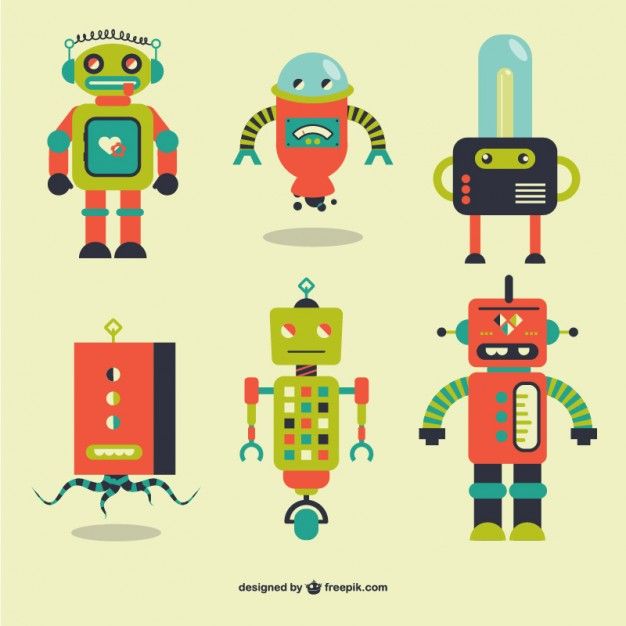 626x626 Retro Robots Elements Free Vector Free Vectors Robot