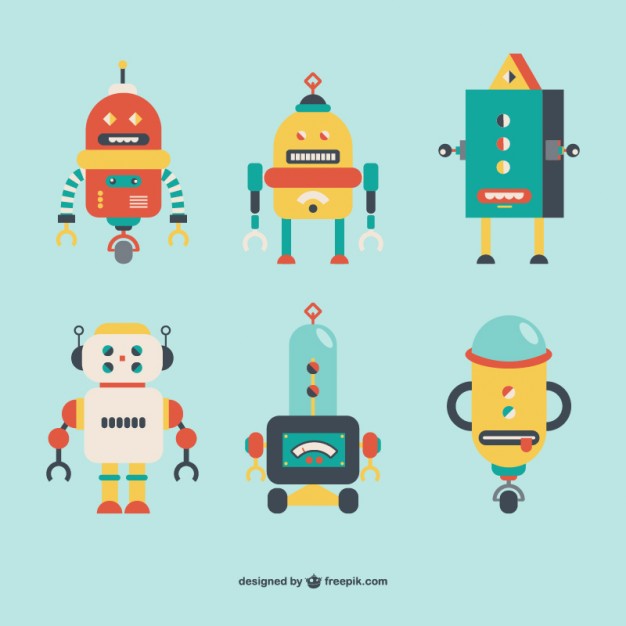 626x626 Robots Retro Style Free Vector