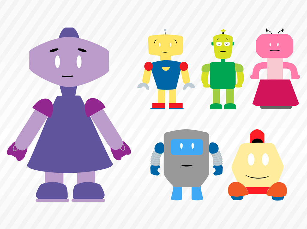 1024x765 Cartoon Robots Vector Art Graphics