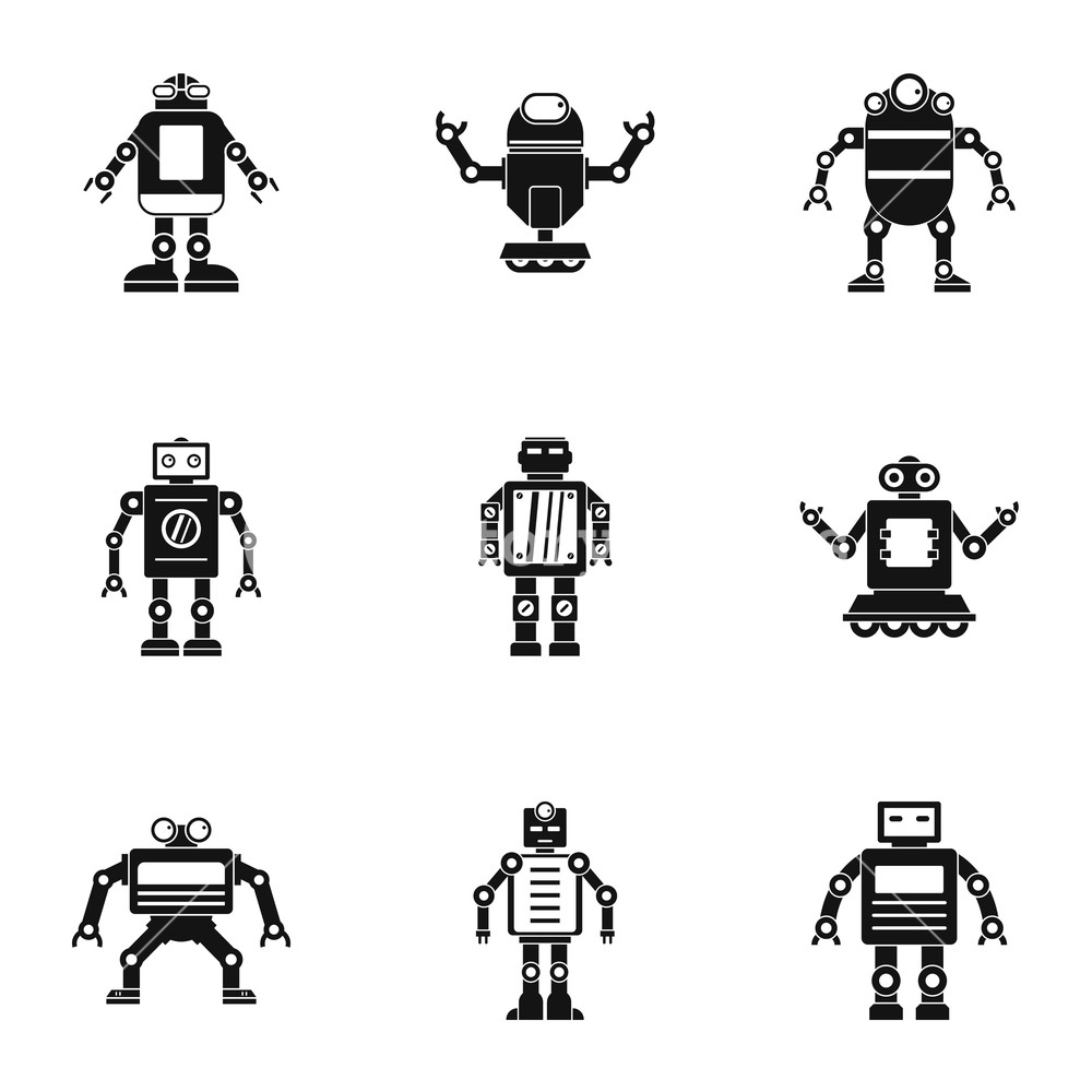 1000x1000 Electronic Robot Icons Set Simple Set Of Electronic Robot