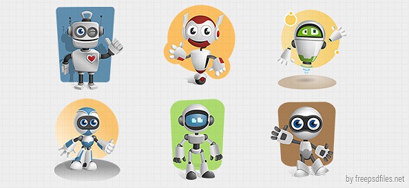 594x274 Robot Vector Character Set