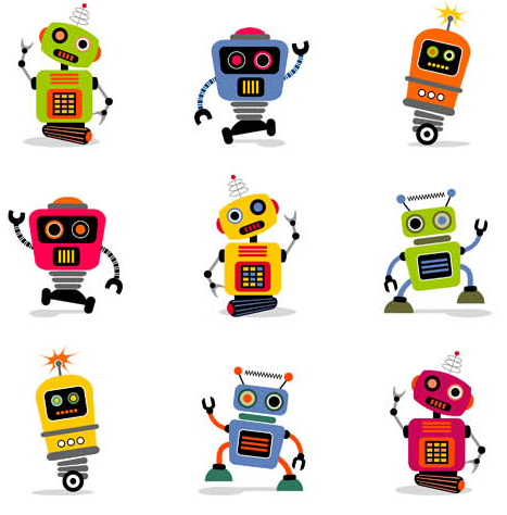 467x474 Cartoon Funny Robots Vector Graphics Free Download