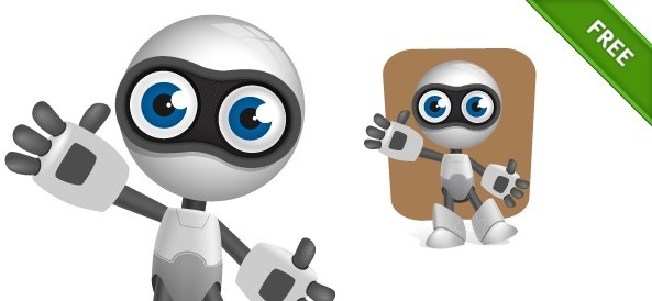 593x274 Robot Vector Character With Glossy Effects Free Vector In Adobe