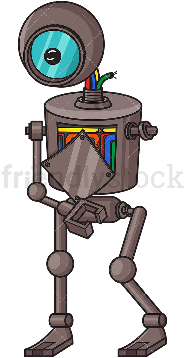 620x1200 Broken Down Robot Cartoon Clipart Vector